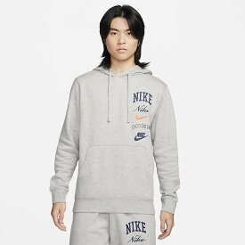 送料無料 ナイキ パーカー 長袖 メンズ スウェット NIKE Club プルオーバー パーカ フーディ スポーツウェア ロゴ スエット トレーニング カジュアル スポーティ 男性用 服 nike グレー 灰色 スウェットシャツ メンズウェア ブランド アパレル/FN2635-063