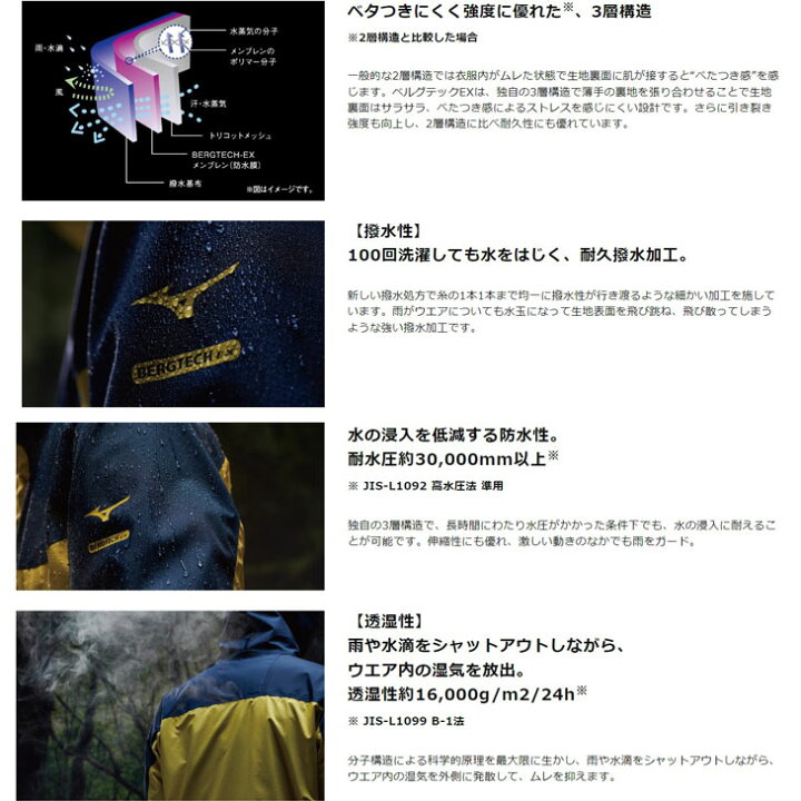 楽天市場】送料無料 ミズノ レインウェア メンズ mizuno ベルグテック 