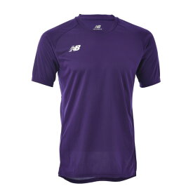 ニューバランス メンズ サッカー ゲームシャツ 半袖 NewBalance サッカーウェア フットボール フットサル トップス ワンポイント 男性 男子 トレーニング スポーツウエア サッカーシャツ 半袖シャツ メンズウェア ブランド 紫 パープル/JMTF0486-PRP