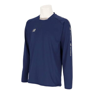 送料無料 トレーニングシャツ 長袖 メンズ Newbalance ミドルレイヤートップクルー ジャージ プルオーバー サッカーウェア フットサル スポーツウェア 男性用 トップス ジャージー ネイビー 紺