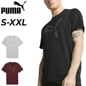 プーマ 半袖 Tシャツ メンズ PUMA TAD ESSENTIAL HEATHER LOGO TEE|トレーニングウェア 半袖シャツ プリントT 男性 スポーツウエア トップス 半そでシャツ|ジム フィットネス ランニング メンズウエア