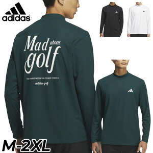 送料無料 アディダス モックネックシャツ メンズ ゴルフウェア adidas GOLF バックグラフィック 長袖モックシャツ バックプリント 男性 紳士用 ゴルフシャツ トップス スポーツウエア 服 ブラ
