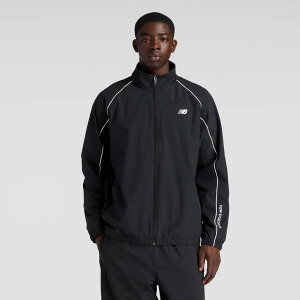 送料無料 ニューバランス ウーブンジャケット メンズ Newbalance トラックジャケット 裏トリコット起毛 トレーニング スポーツウェア 男性用 裏起毛 アウター 保温 あたたかい 黒ジャケット ブ