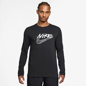 送料無料 ナイキ 長袖シャツ メンズ NIKE ナイキ DF プリントパック L/S Tシャツ トップス ロンT 手書き風 プリントT 男性 トレーニング スポーツウェア ジムトレ フィットネス 黒Tシャツ Dri-fit