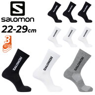 サロモン 靴下 3足組 クルーソックス 22-29cm メンズ レディース SALOMON EVERYDAY LITE CREW ふくらはぎ…