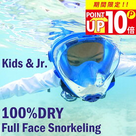 【P10倍セール】≪一年間製品保証＆送料無料≫ プレゼント付き シュノーケリング フルフェイスマスク 子供 キッズ 用 HeleiWaho ヘレイワホ ALOHA フルフェイス ドライシュノーケル メッシュバッグ 付き マスク ＆ シュノーケル 2点 セット 曇り止め 不要 夏休み 海水浴 海
