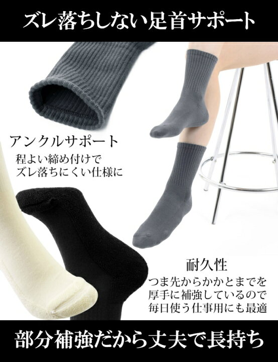 楽天市場 靴下 レディース 黒 3足 セット Workfoot 厚くない パイル地 部分厚手 綿 コットン 春夏秋冬 オールシーズン 仕事 ビジネス ブラック 立ち仕事 冷え性 女性 女性用 ショートソックス 仕事用 あったか靴下 くつ下 くつした セール 送料無料 お買い物マラソン