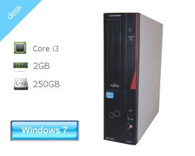 Windows7 Pro 32bit 富士通 ESPRIMO D582/G (FMVD04001) Core i3-3240 3.4GHz メモリ 2GB HDD 250GB(SATA) DVD-ROM 本体のみ