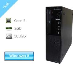 Windows8.1 Pro 64bit Lenovo ThinkCentre E73 Small 10AU-0064JP Core i3-4130 3.4GHz 2GB 500GB DVD-ROM 中古パソコン デスクトップ 本体のみ 中古PC Win8.1 レノボ