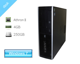 Windows7 Pro 32bit HP compaq 6005 Pro SFF (A2Q04PA#ABJ) AthlonIIx2 B28 3.4GHz 4GB 250GB DVD-ROM 中古パソコン デスクトップ 中古PC