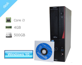 リカバリー付き(Windows10 Pro 64bit) 富士通 ESPRIMO D552/NX (FMVD1900SP) 第4世代 Core i3-4170 3.7GHz 4GB 500GB DVDマルチ 中古パソコン デスクトップ 本体のみ 中古PC