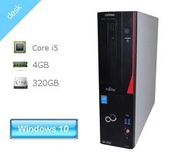 Windows10 Pro 64bit 富士通 ESPRIMO D583/J (FMVD10009) Core i5-4590 3.3GHz 4GB 320GB DVD-ROM 省スペース 中古パソコン デスクトップ 本体のみ