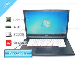 中古ノートPC Windows7 Pro 32bit 富士通 LIFEBOOK A574/M (FMVA10005) Core i5-4210M 2.6GHz メモリ 4GB HDD 320GB(SATA) DVDマルチ 15.6インチ(1366×768) WPS Office2付き