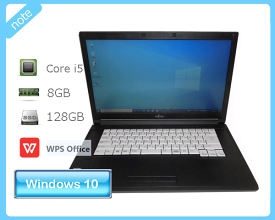 Windows10 Pro 64bit 富士通 LIFEBOOK A577/R (FMVA22001) 第7世代 Core i5-7300U 2.6GHz 8GB 128GB(SSD) DVD-ROM HDMI WPS Office2付き 15インチ(1366×768) A4サイズ 中古パソコン ノート Windowsノート 2018年製