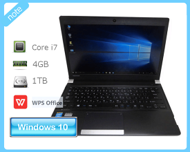 Windows10 Pro 64bit 東芝 dynabook R73/37MB (PR73-37MSXB) Core i7-4710MQ 2.5GHz メモリ 4GB 1TB DVDマルチ WPS Office2付き Webカメラ HDMI Bluetooth 無線LAN 13.3インチ フルHD 中古ノートパソコン