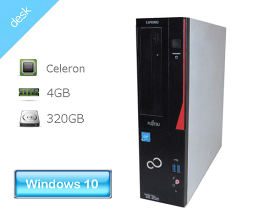 Windows10 Pro 64bit 富士通 ESPRIMO D583/N (FMVD18004) Celeron G1840 2.8GHz 4GB 320GB(SATA 2.5インチ) DVD-ROM 中古パソコン デスクトップ 本体のみ 中古PC