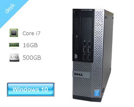 Windows10 Pro 64bit DELL OPTIPLEX 9020 SFF 省スペース Core i7-4790 3.6GHz メモリ 16GB HDD 500GB(SATA) DVD-ROM 中古パソコン デスクトップ 本体のみ