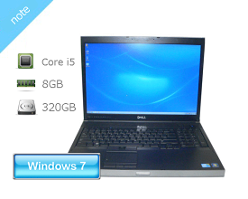 Windows7 Pro 64bit(英語版) DELL PRECISION M6500 Core i5-M560 2.66GHz メモリ 8GB HDD 320GB×2(SATA) DVD-ROM 17インチ WUXGA(1920×1200) Quadro FX2800M 英語キーボード アダプタ欠品