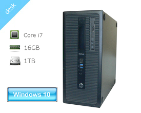 Windows10 Pro 64bit HP EliteDesk 800 G1 TWR (G4J17PA#ABJ) Core i7-4790 3.6GHz メモリ 16GB HDD 1TB(SATA) DVDマルチ Radeon HD 8490