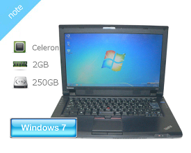 Windows7 Pro 32bit Lenovo ThinkPad L412 4403-RR1 Celeron P4600 2.0GHz メモリ 2GB HDD 250GB(SATA) DVD-ROM