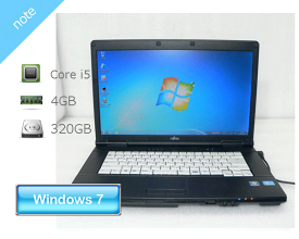 中古ノートパソコン Windows7 Pro 32bit 富士通 LIFEBOOK A572/F (FMVNA7HE) Core i5-3320M 2.6GHz メモリ 4GB HDD 320GB(SATA) DVD-ROM