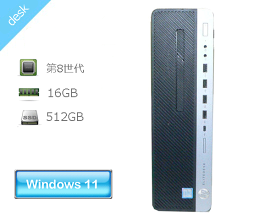 Windows11 Pro 64bit HP EliteDesk 800 G4 SFF (2US83AV) 第8世代 Core i7-8700 3.2GHz メモリ 16GB SSD 512GB(M.2) DVD-ROM 本体のみ