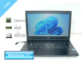 Windows11 Pro 64bit NEC VERSAPRO VK16EX-U (PC-VK16EXZDU) Celeron-3855U 1.6GHz メモリ 4GB HDD 500GB (SATA) DVD-ROM 15.6インチ(1366×768) 右クリック不良