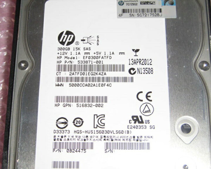 楽天市場】HP 533871-001(EF0300FATFD) SAS 300GB 15K 3.5インチ 中古ハードディスク : アクアライト