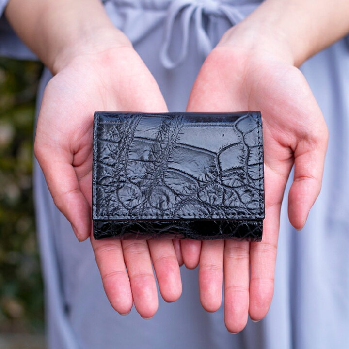 楽天市場】クロコダイル 三つ折り財布 C3W3 ブラック｜黒財布 ミニ財布 