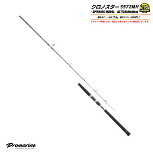 釣り竿 クロノスター S572MH オフショアジギング用 スピニングモデル 全長1.71m ルアーMAX250g カーボン90% ロッド 2本継 青物 根魚 フィッシンプロマリン