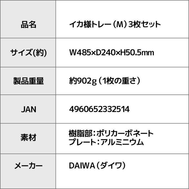 楽天市場】イカ様トレー AL 3枚セット Mサイズ 485×240×50.5mm アルミ  