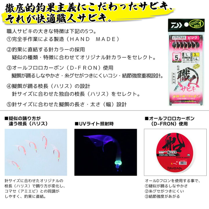 驚きの値段 快適職人サビキ ソフトアミエビ6本 ピンク 針4号 ハリス0 8号 ソフトアミエビ オールフロロカーボン Www iwearparts Com