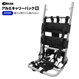背負子 アルミ キャリーパック KP-200 軽量 約870g 耐荷重20kg 33×22×65cm フレームパック リュック式 肩ベルト付 釣り 登山 キャンプ アウトドア 荷物運搬 キャリー コンパクト 磯釣り 防災 非常用 WAVE GEAR
