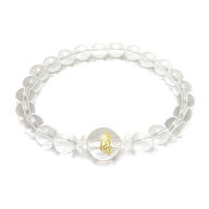 愛染明王(あいぜんみょうおう)水晶梵字玉 12mm ブレスレット【彫刻ビーズ】 4月誕生石 天然石 パワースト…