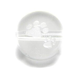 猫の肉球ビーズ 水晶 12mm玉 素彫り 猫の足跡 タイプ2 レーザー彫刻ビーズ・彫りビーズ 手作りにオススメ! 天然石 パワーストーン / インペリアルオーラ おしゃれ かわいい オシャレ 可愛い