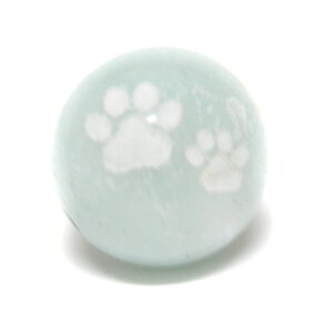 猫の肉球ビーズ アマゾナイト 12mm玉 白彫り 猫の足跡 タイプ2 レーザー彫刻ビーズ・彫りビーズ 手作りにオススメ! 天然石 パワーストーン / インペリアルオーラ おしゃれ かわいい オシャ