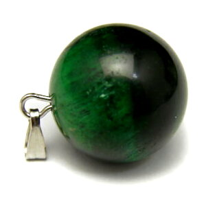 丸玉ペンダントトップ グリーンタイガーアイ 16mm 天然石 風水 パワーストーン / インペリアルオーラ おしゃれ かわいい オシャレ 可愛い プレゼント ギフト 贈り物