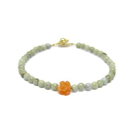 【ブレスレット】翡翠 (ミャンマー) (約4mm) カーネリアン薔薇 (ニューホック付) 天然石 風水 パワーストーン / インペリアルオーラ おしゃれ かわいい オシャレ 可愛い プレゼント ギフト 贈り物