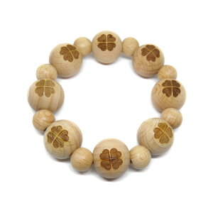 彫刻ビーズ 欅 ケヤキビーズ 20mm 四葉 クローバー ブレスレット セミラウンド パワーストーン / インペリアルオーラ おしゃれ かわいい オシャレ 可愛い プレゼント ギフト 贈り物