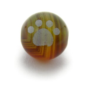 猫の足跡 猫の肉球ビーズ クジャクメノウ 10mm玉 素彫り レーザー彫刻ビーズ・彫りビーズ 天然石 パワーストーン / インペリアルオーラ おしゃれ かわいい オシャレ 可愛い プレゼント ギフ