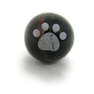猫の足跡 猫の肉球ビーズ ブラッドストーン 10mm玉 素彫り レーザー彫刻ビーズ・彫りビーズ 天然石 パワーストーン / インペリアルオーラ おしゃれ かわいい オシャレ 可愛い プレゼント ギ