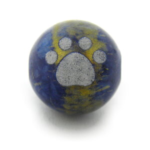 猫の足跡 猫の肉球ビーズ ジェード (ゴールドライン入り) ブルー 10mm玉 素彫り レーザー彫刻ビーズ・彫りビーズ 天然石 パワーストーン / インペリアルオーラ おしゃれ かわいい オシャレ 可