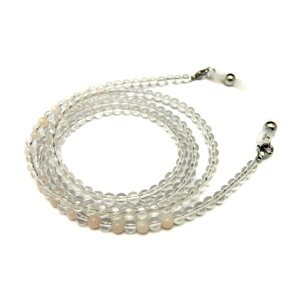 水晶AAA&ベイビーピンクオパール 4mm玉 デザインメガネチェーン 天然石 眼鏡チェーン グラスコード パワーストーン / インペリアルオーラ おしゃれ かわいい オシャレ 可愛い プレゼント ギ