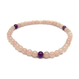 【4mm_Simple_3´sブレスレット】ローズクォーツ＆アメジスト 天然石 パワーストーン / インペリアルオーラ おしゃれ かわいい オシャレ 可愛い プレゼント ギフト 贈り物