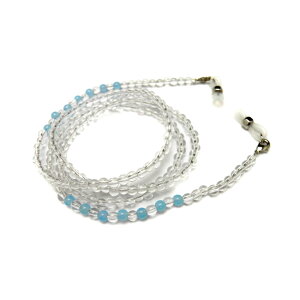 水晶(3A)&シーブルーカルセドニー 4mm玉 デザインメガネチェーン 眼鏡チェーン グラスコード パワーストーン / インペリアルオーラ おしゃれ かわいい オシャレ 可愛い プレゼント ギフト