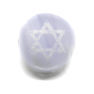 ブルーレースメノウ 10mm(素彫り)六芒星 レーザー彫刻ビーズ・彫りビーズ 1粒売り Hexagram ヘキサグラム 天然石 パワーストーン / インペリアルオーラ おしゃれ かわいい オシャレ 可愛い プ