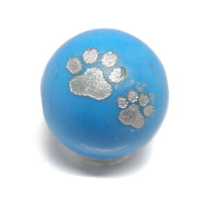 猫の肉球ビーズ ターコイズ 縞なし 12mm玉 銀彫り 猫の足跡 タイプ2 レーザー彫刻ビーズ・彫りビーズ 手作りにオススメ! 天然石 パワーストーン / インペリアルオーラ おしゃれ かわいい オ