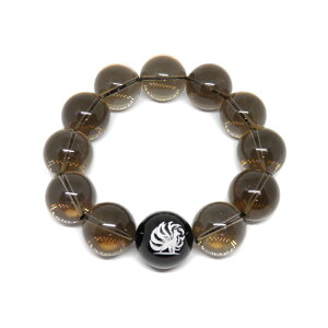 九尾の狐 オニキス 白彫り スモーキークォーツ 20mm ブレスレット 彫刻ビーズ・彫りビーズ 天然石 パワーストーン / インペリアルオーラ おしゃれ かわいい オシャレ 可愛い プレゼント ギフ