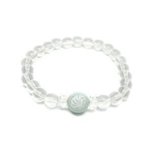 九尾の狐 アマゾナイト 白彫り 12mm ブレスレット 彫刻ビーズ・彫りビーズ 天然石 パワーストーン / インペリアルオーラ おしゃれ かわいい オシャレ 可愛い プレゼント ギフト 贈り物