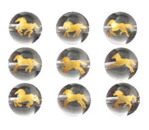 【彫刻ビーズ・彫りビーズ】九頭馬 10mm 水晶(金色)セット 天然石 パワーストーン / インペリアルオーラ おしゃれ かわいい オシャレ 可愛い プレゼント ギフト 贈り物